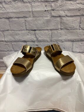NAOT Ashley Metallic Gold Slide Sandals Women Size 36 EU 5 US